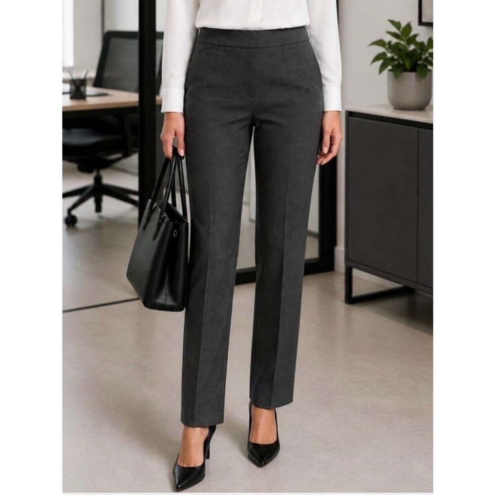 Talbots Refined Bi-Stretch Pants Curvy Fit -  Gray - High-Waist Straight Leg NWT